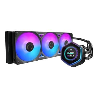 Imagem de Cooler Master Painel LCD Atmos II 360 Freeform 2.0 CPU Cooler líquido, bomba de câmara dupla, iluminação aRGB personalizável, configuração silenciosa, instalação fácil, AMD Ryzen 9 AM5|4, Intel Ultra