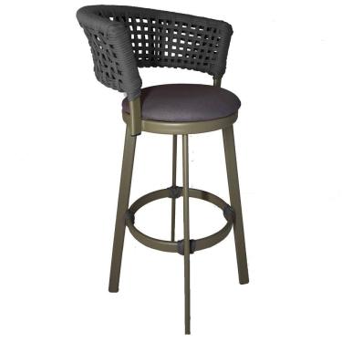 Imagem de Banqueta Somália em Alumínio e Corda Náutica Jardim Trama