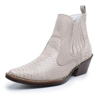 Imagem de Botina Masculina Bico Fino Anaconda Country JNA SHOES Creme