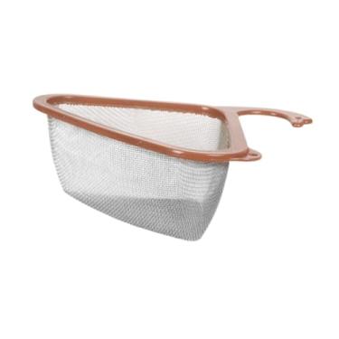 Imagem de Bothyi Cesta de pia em formato de cisne, filtro triangular de pia de cozinha em aço inoxidável, fácil de limpar, escorredor de canto para bar, dormitório, Marrom