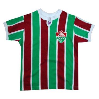 Imagem de Camisa Fluminense 1976 Infantil Liga Retrô  Listrada 8, Verde, Vermelh