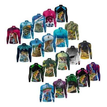 Imagem de Kit 20 Camisetas Pesca Masculina Manga Longa Camisa Uv50 - DUARTE FISH