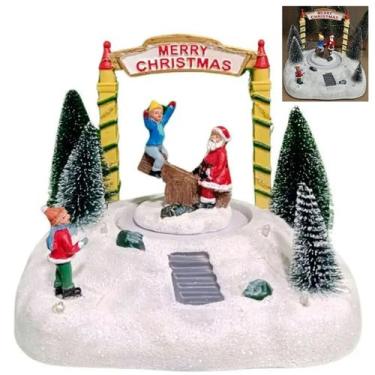 Imagem de Enfeite Natal Natalino Papai Noel Arvore Gangorra Parquinho Movimento 