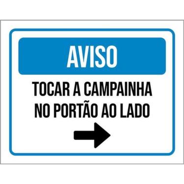 Imagem de Kit 3 Placas Aviso Tocar Campainha Portão Seta Direita