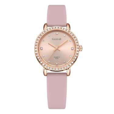 Imagem de Relógio feminino feminino de quartzo de cristal com moldura de strass, mostrador analógico, pulseira de silicone, à prova d'água, relógio de pulso para enfermeiras, G709-rosa, Casual