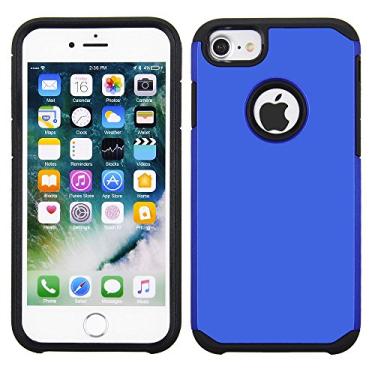 Imagem de Cube Capa de celular para Apple iPhone 8 / iPhone 7 / iPhone 6S / iPhone 6 - Capa traseira de couro azul sólido em TPU preto