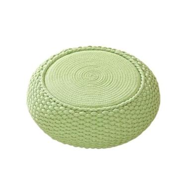 Imagem de pufe Travesseiro de chão tecido com corda algodão japonês, tapete futon tatami, almofada para casa, sala chá, varanda, meditação(Light green,50cm)