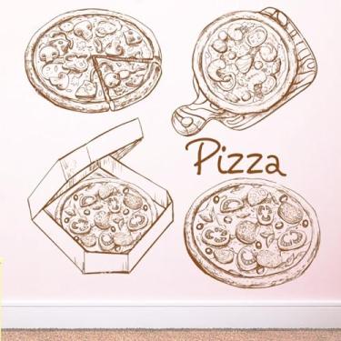 Imagem de Adesivos de parede Fast Food Pizza Shop placa sala de jantar restaurante cozinha adesivos vinil decoração moderna murais papel de parede 110 x 110 cm