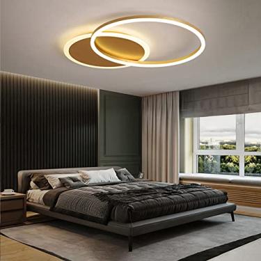 Imagem de Luminária de teto LED moderna com controle remoto, novas lâmpadas suspensas de arte, lustre de teto, geometria redonda e montagem embutida regulável para sala de estar, quarto/branco/3 cabeç