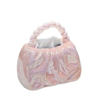 Imagem de Porta-lenços sacola caixa de lenços decoração de mesa para casa suporte de lenços de cerâmica suporte de caixa de lenços (rosa)