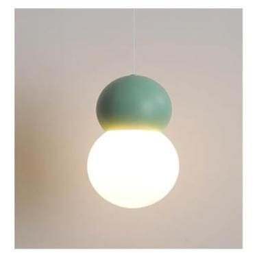 Imagem de Luminária pendente moderna de LED com esfera de vidro para quarto, sala de jantar, cozinha, ambiente interno, com luminária de iluminação decorativa.