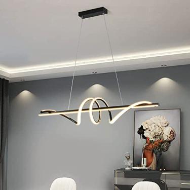 Imagem de Luminárias pendentes modernas em espiral de LED, lustre LED regulável, luminária pendente preta de LED, faixa longa, luminária suspensa para ilha de cozinha,