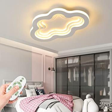 Imagem de Luminária de teto LED com controle remoto, luminária de teto regulável, desenho animado, nuvem, lustre moderno com controle remoto, quarto infantil, luzes decorativas, sala de estar, escritó