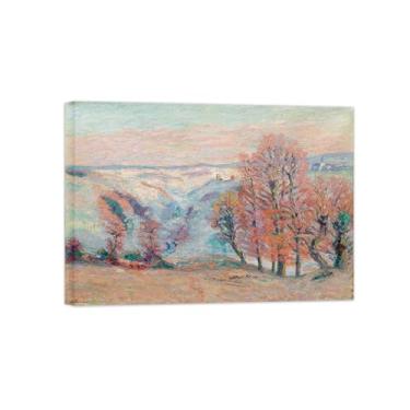 Imagem de Armand Guillaumin Famoso Arte de Parede Pôster-Impressões em Tela para sala de estar-Reprodução pinturas(White Frost em Crozant) 50x70cm Tela Embrulhada
