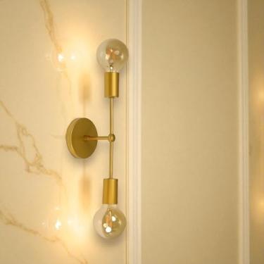 Imagem de Plafon Arandela Sputnik Tubic Sala Banheiro Quarto Metal Vintage Estrutura Aluminio (DOURADO)