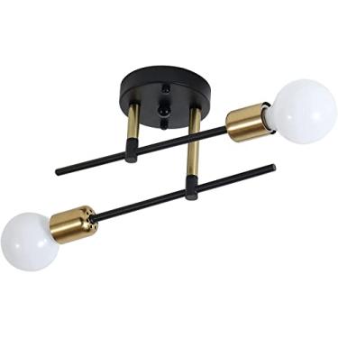 Imagem de Lustre 2,4,6,8-Luzes Preto e Dourado Lustre Luz Mid Century Modern Industrial E26 Luminária Pingente Luminária de Teto (2 Luzes) luminária pendente pendente