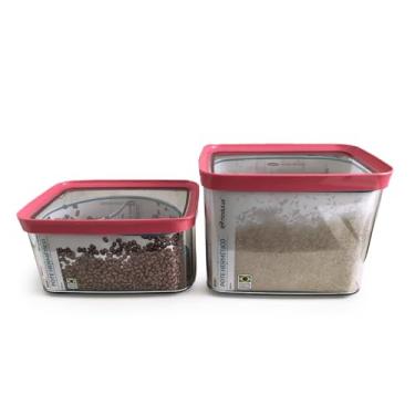 Imagem de Kit Conjunto 02 Potes Herméticos Mantimentos Arroz Feijão (Rosa)