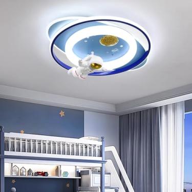 Imagem de Luminárias de teto LED para meninos e meninas, luminárias de teto para quarto de crianças, luminária de astronauta para crianças, regulável com controle remoto, lustre para quarto de criança