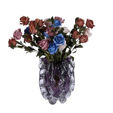 Imagem de Vaso de vidro soprado à mão, vaso de vidro colorido exclusivo para decoração de casa, vasos de flores para centros de mesa, vasos de decoração de casa para sala de estar e prateleira de escritório (P)
