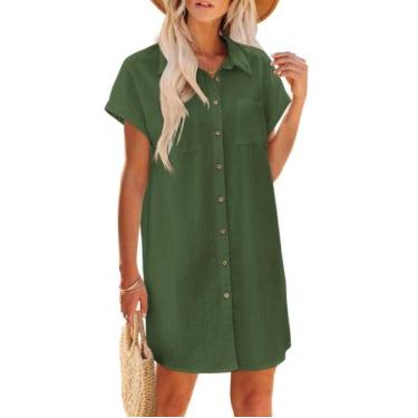 Imagem de Vestido de verão Zeagoo 2025 para mulheres: algodão, linho, manga curt