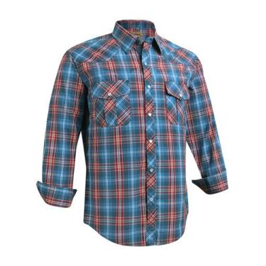 Imagem de Camisa masculina COEVALS CLUB de manga comprida ocidental xadrez verme