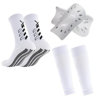 Imagem de Conjunto antiderrapante de meias de futebol com mais de 2 caneleiras para adultos
