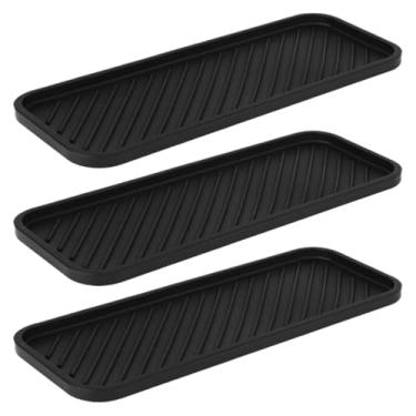 Imagem de ＫＬＫＣＭＳ Tapete de secagem de louças 3 peças, bandeja de drenagem de água, porta-copos, suporte para sabonete e esponja, bandeja organizadora de silicone para