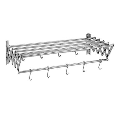 Imagem de Toalheiro de aço inoxidável escorredor de roupas retrátil gancho de parede suporte de toalha prateleira banheiro expansível prata/B/60 cm (A 60 cm)