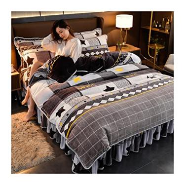 Imagem de Capa de Edredom de Veludo Macio Inverno Quente Capa de Edredom de Flanela Grossa Queen King Size Conjunto de Roupa de Cama Têxteis Domésticos de Luxo Capa de Edredom Completo (Cor: B02-1, Tamanho