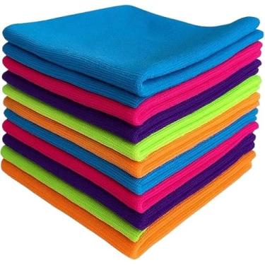 Imagem de Kit 10 Panos Microfibra Lavável Multiuso 28x28cm Reutilizável Pia Móveis Carro Limpeza Geral Casa Flanela - (CORES SORTIDAS) Loja CRS Store