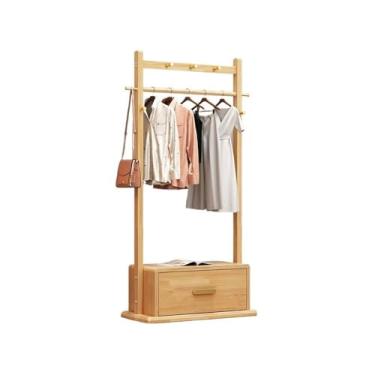 Imagem de Cabide de pé cabide de madeira maciça para casacos e chapéus, cabide de pé para quarto, armário de armazenamento multifuncional, simples e moderno, organizador (madeira, pequeno)