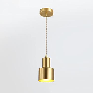 Imagem de YQSLQZZ Luminária pendente dourada, iluminação decorativa de cabeceira lustre vintage americano, luzes de teto suspensas para sala de jantar, cozinha, ilha, luzes de teto, luzes E27*1, para pias de