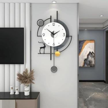 Imagem de WYUYIWH Relógio de parede arte moderna grande relógio de parede decorativo de metal, relógios grandes silenciosos sem tique-taque, decorações de casa modernas para sala de estar, quarto, sala de