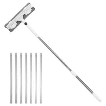 Imagem de Rodo de janela, equipamento de vareta de limpeza de janela, kit de limpeza de rodo de vidro de comprimento ajustável com cabeça de limpeza rotativa, ângulo variável para banheiro