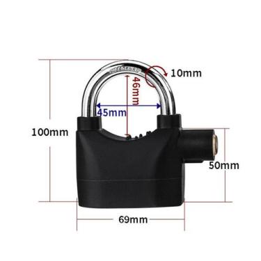 Imagem de Cadeado antifurto para motocicleta com alarme sonoro - oem, Curto