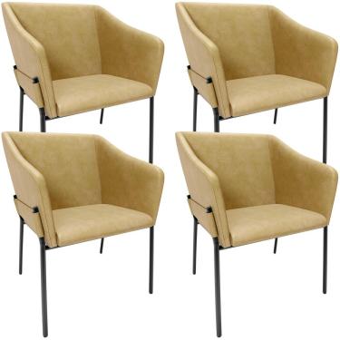 Imagem de Kit 4 Cadeiras Para Sala de Jantar Estar Living Olívia L02 Couríssimo Fendi - Lyam Decor