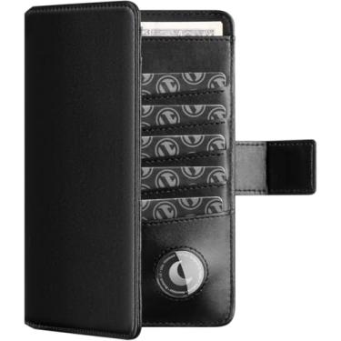 Imagem de Plinvo Carteira de couro real compatível com Airtag RFID Bifold porta-cartões de viagem preta, Ferro preto, Vintage