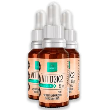 Imagem de Kit 3 Vitamina D3K2 Nutrify 20ml Sabor Limão e Menta