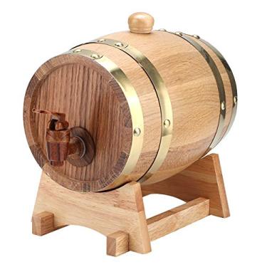 Imagem de Karlak Balde de Barril de Vinho Em Madeira de Carvalho Vintage, Capacidade de 1,5L para Vinho Caseiro, Uísque e Muito Mais, Com Forro de Folha de Alumínio, Textura para Casa,