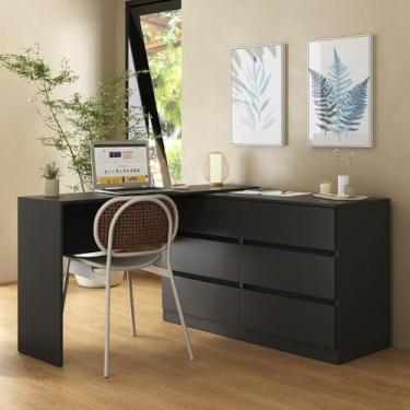 Imagem de Escrivaninha em L 120cm c/ 6 Gavetas Flex Multimóveis Mp6030 Preto