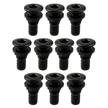 Imagem de SEAFLO Barco marítimo de encaixe de casco de 3,5 cm, polipropileno, conector de drenagem de plástico, seguro para água salgada resistente à corrosão, montagem de travessa, saída de convés de porto de