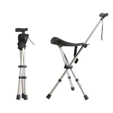 Imagem de King Mills Banquetas leves e portáteis para adultos, resistente, cadeira de caminhada ajustável para adultos, assento de bengala antiderrapante, assento dobrável 113 kg acima ideal para acampamento e