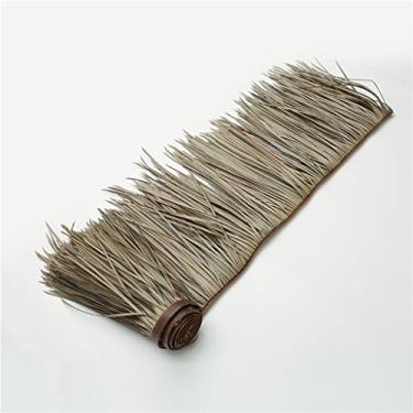 Imagem de Rolos de palha de simulação de PE, palha de plástico para telhados palha artificial palha falsa casa de fazenda cabine gazebo decoração telhas de palha retardantes de chamas (amarelo, 0,5 x 8 m/1,64 x