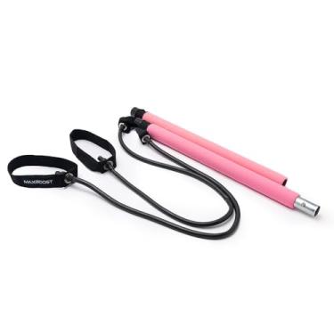 Imagem de Barra Pilates Bastão Exercicios Aparelho Elastico Roxo Rosa Alongamento Academia (Rosa)