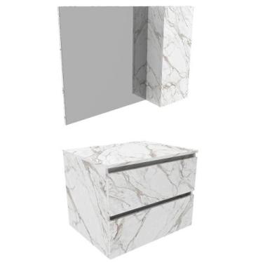 Imagem de Conjunto Para Banheiro Gabinete Bn3607x02 Marmore Branco - TECNO MOBIL