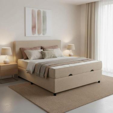 Imagem de Cama Box Casal com Colchão Embutido e Baú com Pistão a Gás - KHOUSE, b