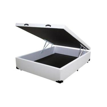 Imagem de Base Box Baú Viúva Khouse Sintético Branco 40x128x188