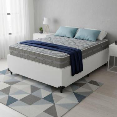 Imagem de Cama Box baú casal Branco + Colchão de mola ensacada - Khouse