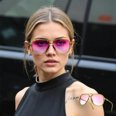 Imagem de Óculos de sol aviador polarizados modernos para mulheres e homens – Óculos de design retrô com ajuste confortável, Amarelo, F