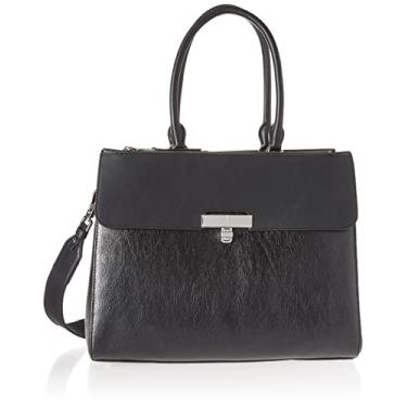 Imagem de Calvin Klein Bolsa feminina Becky – 2 em 1, couro vegano, monograma, 3 bolsos, Preto/prata, One Size
